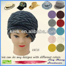 LSC13 Ningbo Lingshang moda invierno 100% algodón diseño agradable caliente sombrero de punto de venta